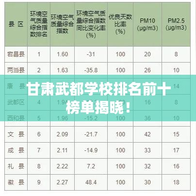 甘肅武都學校排名前十榜單揭曉！
